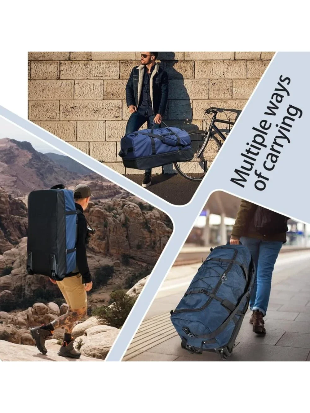 Expandable 110L-140L Soft-Sided Rolling Duffle Bag with Wheels & Organizer Pouch